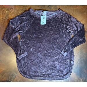 Hard Tail Forever Womens Long‎ Sleeve brown Velour Top Size M